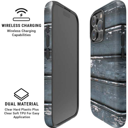 Chipped Blue Wood iPhone 16 Pro Magsafe Impact Case